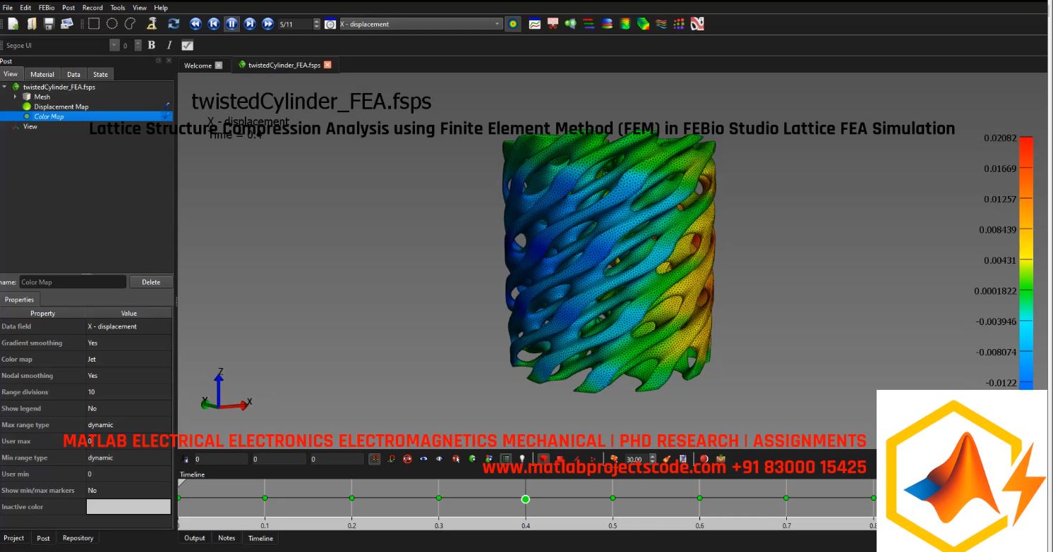 Lattice Structure Compression Analysis using Finite Element Method (FEM) in FEBio Studio Lattice FEA Simulation